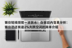 银价短线惊现一波跳水！白银日内交易分析：银价恐还有逾2%大跌空间的简单介