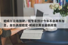 鲍威尔立场强硬，但专家预计今年不会再有加息，金价表现稳定-鲍威尔黄金最