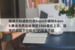 鲍威尔称通胀仍然&quot;疲软&quot;黄金急跌后反弹至1800美元上方、后市仍面