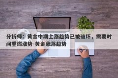 分析师：黄金中期上涨趋势已被破坏，需要时间重燃涨势-黄金涨落趋势