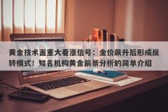 黄金技术面重大看涨信号：金价飙升后形成反转模式！知名机构黄金前景分析的