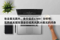 包含美元飙升、金价逼近1740！分析师：若跌破关键支撑金价或再大跌26美元的词