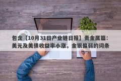 包含【10月31日产业链日报】贵金属篇：美元及美债收益率小涨，金银偏弱的词