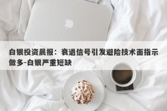 白银投资晨报：衰退信号引发避险技术面指示做多-白银严重短缺