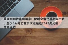 美国刚刚传重磅消息！伊朗突遭巴基斯坦空袭、至少9人死亡金价大涨逼近2025美
