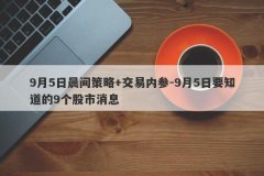 9月5日晨间策略+交易内参-9月5日要知道的9个股市消息