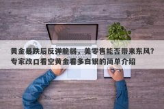 黄金暴跌后反弹脆弱，美零售能否带来东风？专家改口看空黄金看多白银的简单