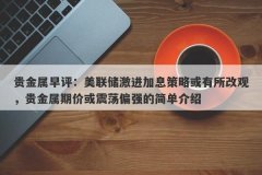 贵金属早评：美联储激进加息策略或有所改观，贵金属期价或震荡偏强的简单介