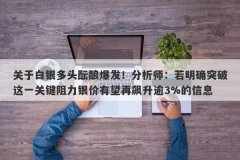 关于白银多头酝酿爆发！分析师：若明确突破这一关键阻力银价有望再飙升逾