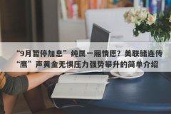 “9月暂停加息”纯属一厢情愿？美联储连传“鹰”声黄金无惧压力强势攀升的