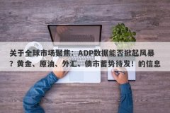 关于全球市场聚焦：ADP数据能否掀起风暴？黄金、原油、外汇、债市蓄势待发！