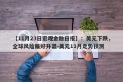 【11月23日宏观金融日报】：美元下跌，全球风险偏好升温-美元11月走势预测