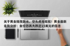 关于黄金隔夜跳水、空头虎视眈眈！黄金最新走势分析：金价恐再大跌近15美元