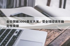 金价突破3000美元大关，受全球经济不确定性支撑