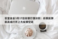 巨富金业3月17日白银行情分析：白银反弹新高或打开上方反弹空间