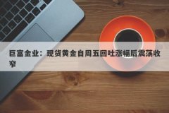巨富金业：现货黄金自周五回吐涨幅后震荡收窄