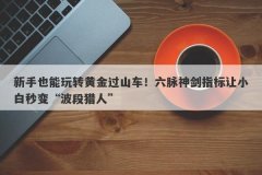 新手也能玩转黄金过山车！六脉神剑指标让小白秒变“波段猎人”